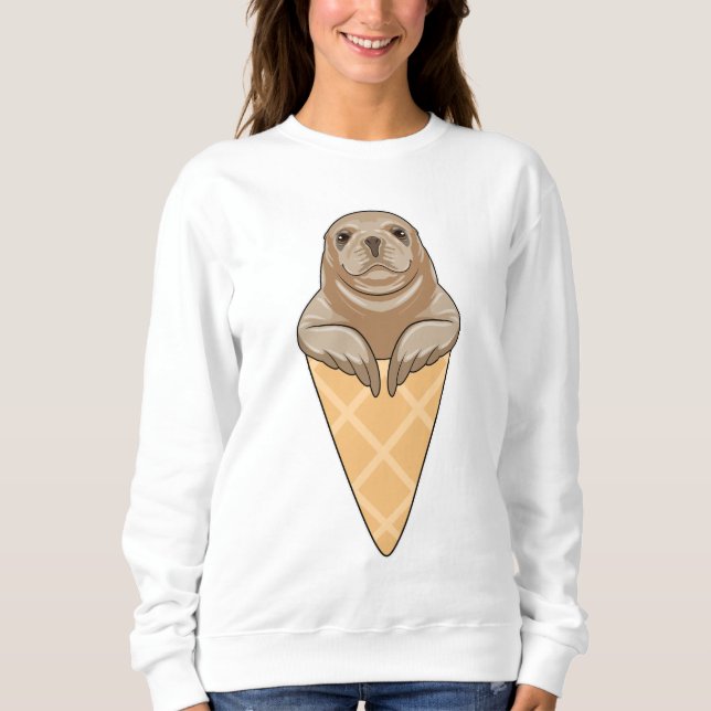 Seal with Ice cream cone Sweatshirt (Front)