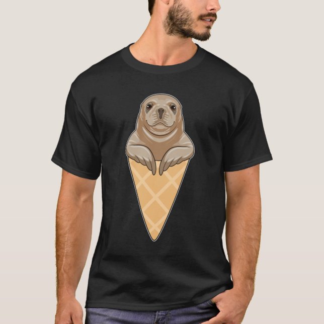 Seal with Ice cream cone T-Shirt (Front)