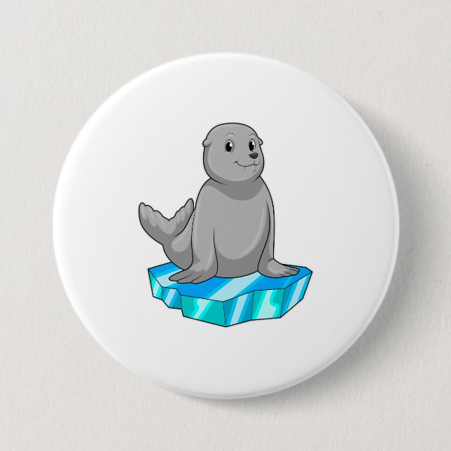 Seal with Ice floe 7.5 Cm Round Badge (Front)