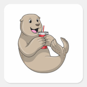 Seal with Mug with Straw