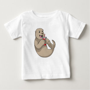 Seal with Mug with Straw Baby T-Shirt
