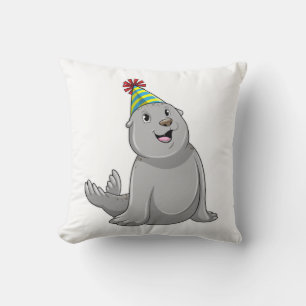Seal with Party hat Party Cushion