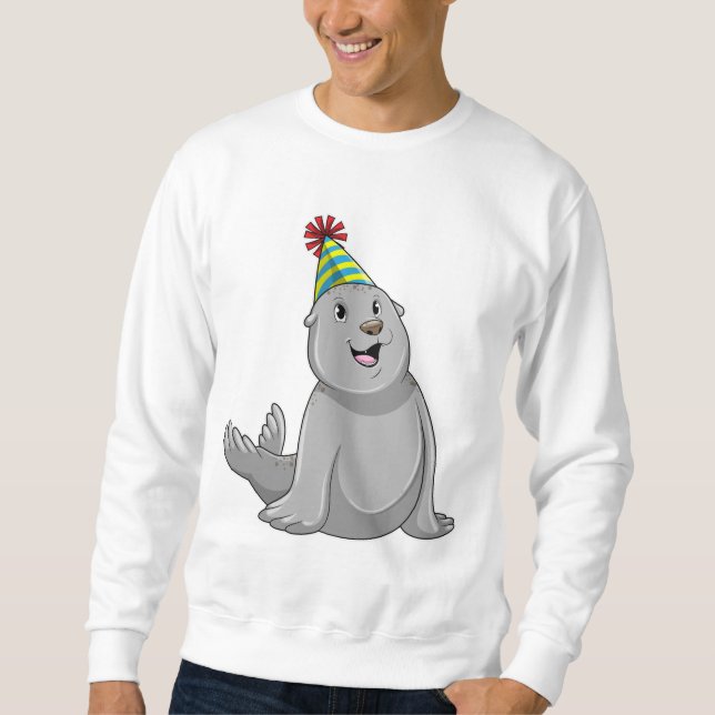 Seal with Party hat Party Sweatshirt (Front)