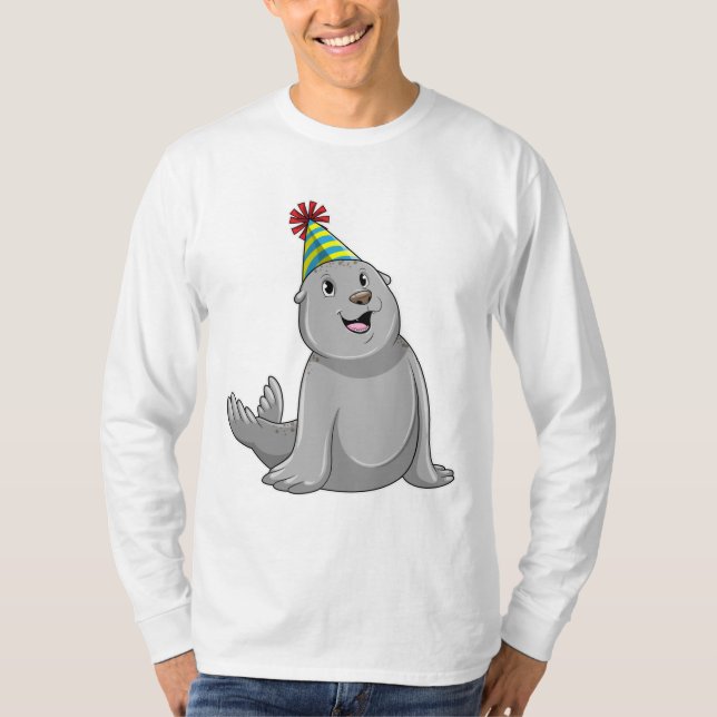Seal with Party hat Party T-Shirt (Front)