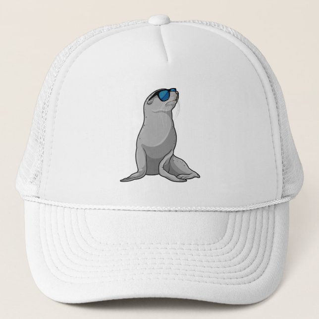 Seal with Sunglasses Trucker Hat (Front)