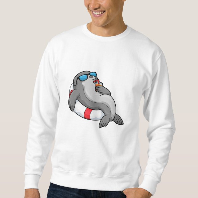 Seal with Swim ring & Drink Sweatshirt (Front)