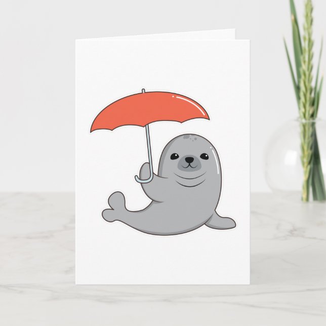 Seal with Umbrella Card (Front)