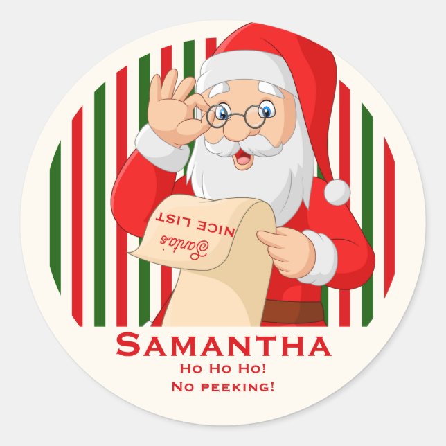 Sealed by Santa Nice List No Peeking Christmas  Classic Round Sticker (Front)