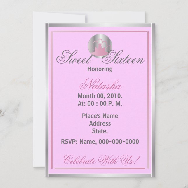 Sealed With A Crown Sweet 16 Invitation-Cust. Invitation (Front)