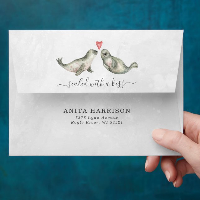 Sealed With A Kiss | Cute Seals Personalised Envelope (Hand)