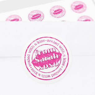 Sealed with a Kiss Hot Pink Lips Envelope Seal