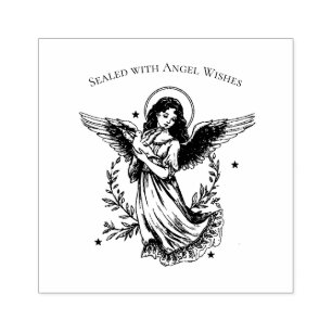 Sealed with Angel Wishes Vintage Rubber Stamp