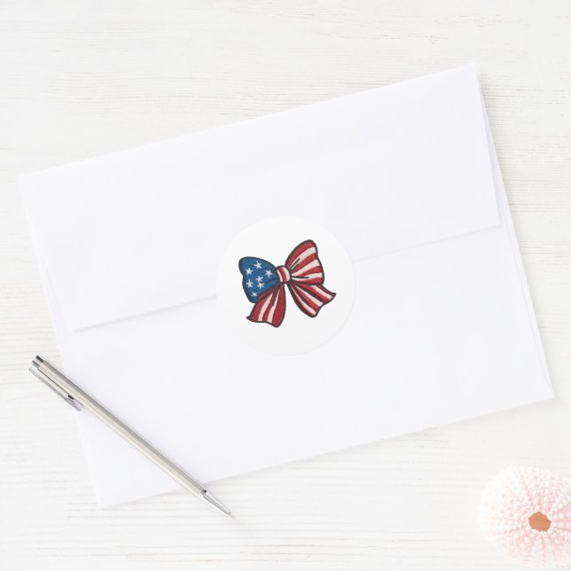✉️ Sealed with Stars & Stripes 🎀🇺🇸 Classic Round Sticker (Envelope)