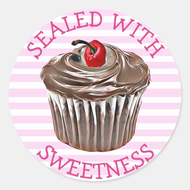 Sealed with Sweetness Chocolate Cupcake Stickers (Front)