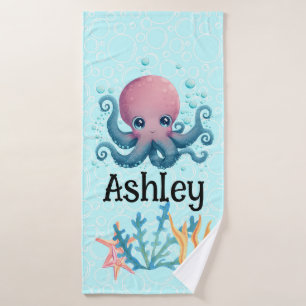 Sealife octopus personalised towel