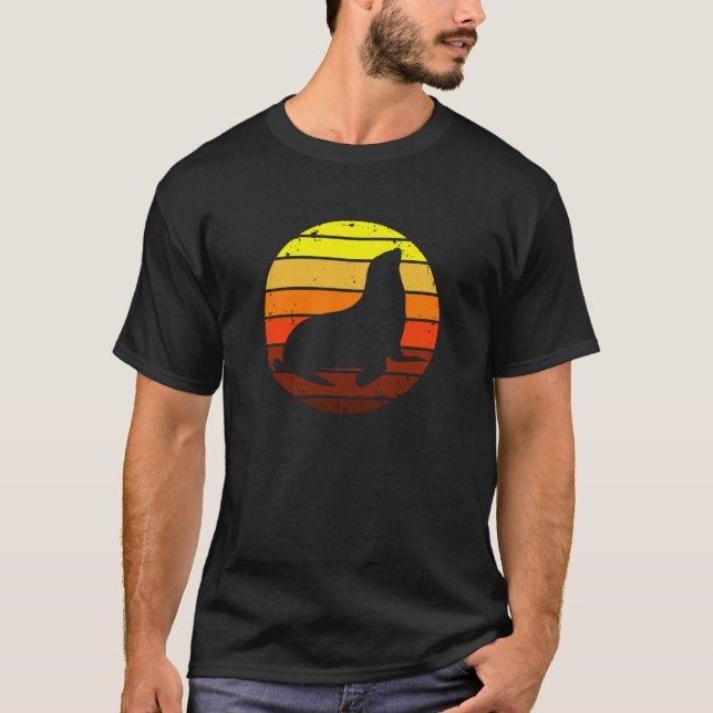 Sealion Sunset Silhouette Summer Sea Lion T-Shirt (Front)