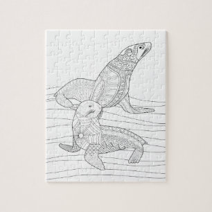 Seals Adult Colouring Puzzle