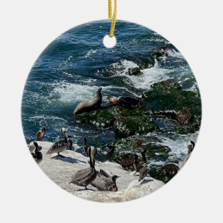Seals and Birds Ceramic Tree Decoration