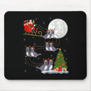 Seals Santa Sleigh Flying Funny Magical Christmas  Mouse Pad