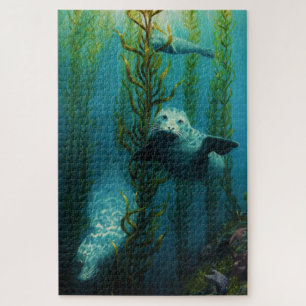 Seals underwater, swimming, sea lion, harbor seal jigsaw puzzle