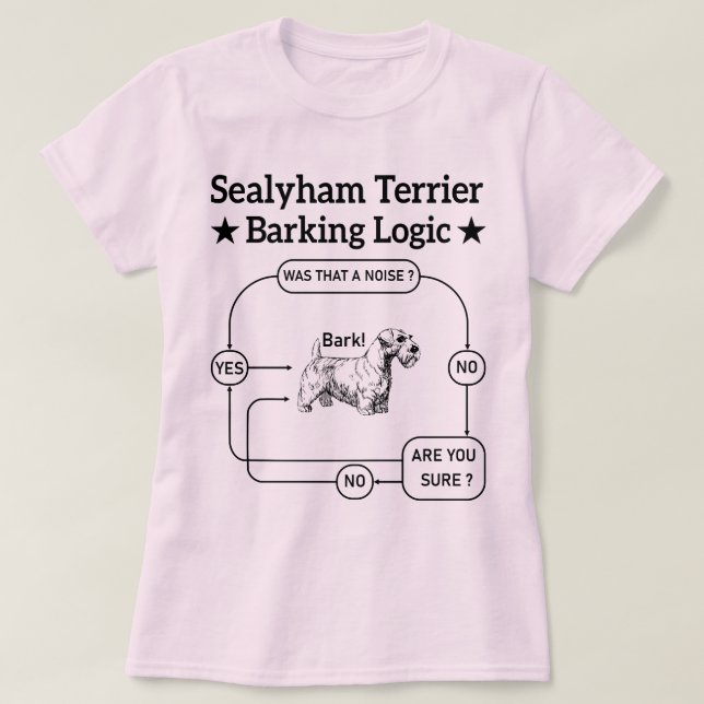 Sealyham Terrier Barking Logic Funny Dog Sarcastic T-Shirt (Design Front)