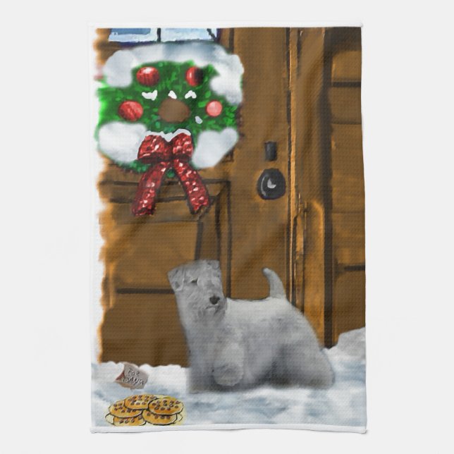Sealyham Terrier Christmas Tea Towel (Vertical)