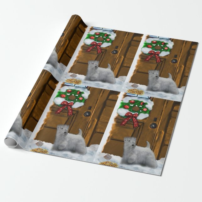 Sealyham Terrier Christmas Wrapping Paper (Unrolled)
