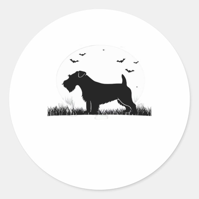 Sealyham Terrier Dog � Halloween Moon Silhouette O Classic Round Sticker (Front)