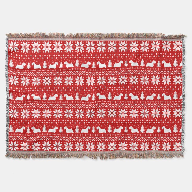 Sealyham Terrier Dog Silhouettes Christmas Pattern Throw Blanket (Front)