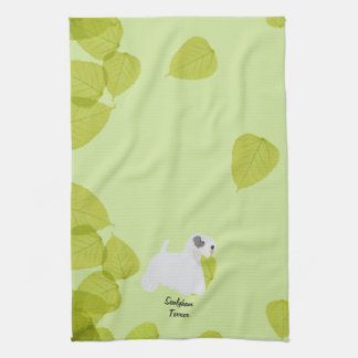 Sealyham Terrier ~ Green Leaves Designs Tea Towel