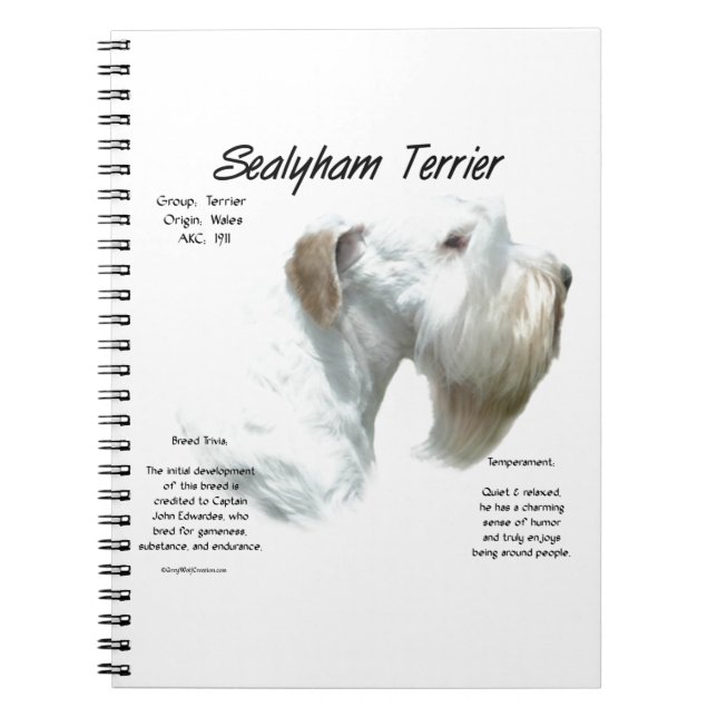 Sealyham Terrier History Spiral Notebook (Front)