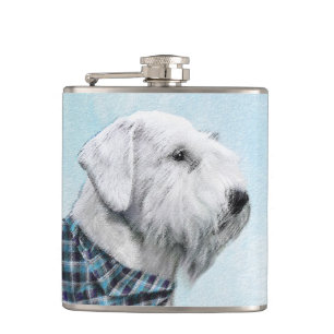 Sealyham Terrier Painting - Cute Original Dog Art Hip Flask