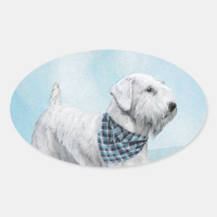 Sealyham Terrier Painting - Cute Original Dog Art Oval Sticker