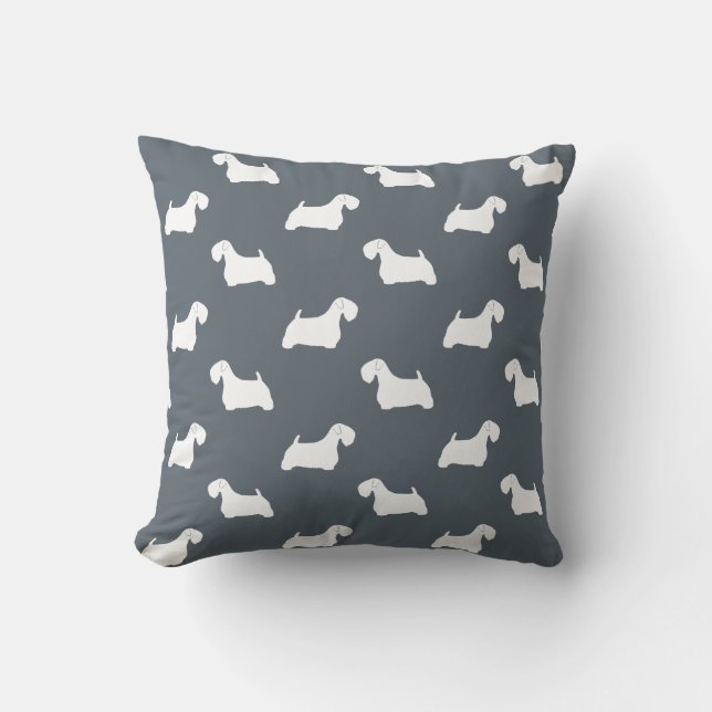 Sealyham Terrier Silhouettes Pattern Cushion (Front)