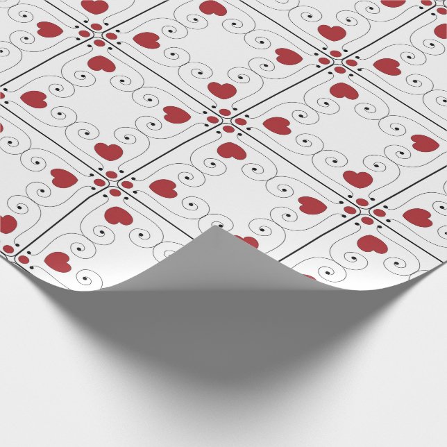 SEAM MATCHES: Valentine Red Heart Wrapping Paper (Corner)