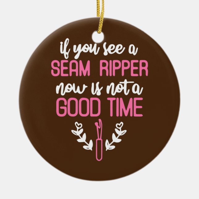 Seam Ripper Funny Quilting Quilting Lover  Ceramic Tree Decoration (Front)