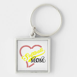 Seam Stitch Heart Softball Mum Seams Bal Key Chain