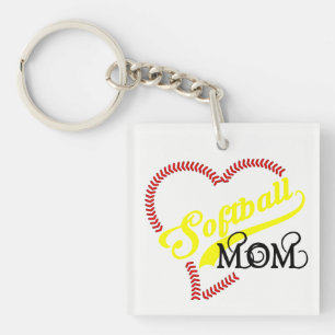 Seam Stitch Heart Softball Mum Seams Bal Key Chain