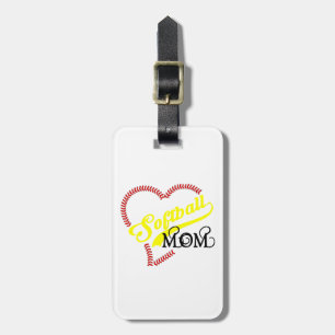 Seam Stitch Heart Softball Mum Seams Luggage Tag