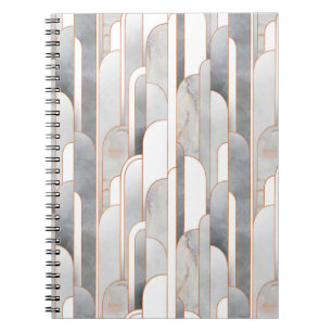 Seamless abstract art deco pattern with texture an notebook