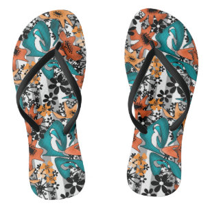 Seamless abstract bright cartoon cute flowers flor jandals