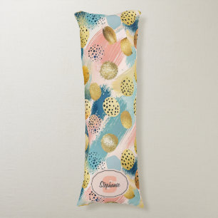 Seamless Abstract Brushstroke & Gold Shape Pattern Body Cushion