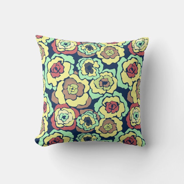 Seamless abstract cartoon flowers floral modern fe cushion (Front)