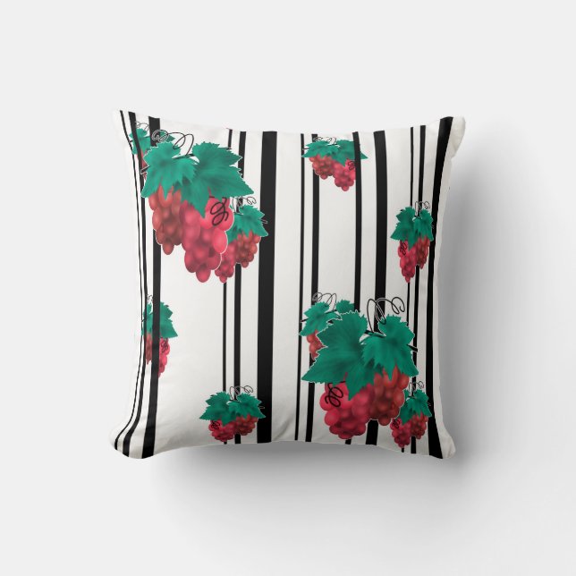 Seamless abstract cartoon grape fruit striped line cushion (Front)