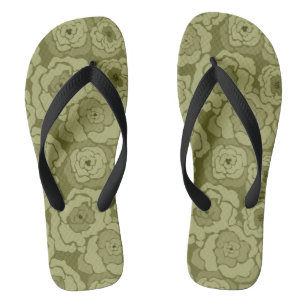 Seamless abstract cartoon green flowers floral mod jandals