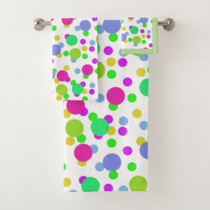 Seamless abstract circles fun confetti dots bright bath towel set