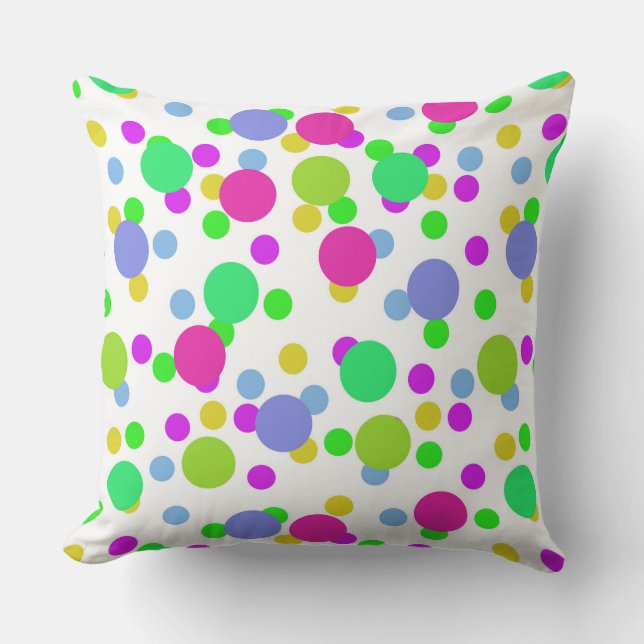 Seamless abstract circles fun confetti dots bright cushion (Front)