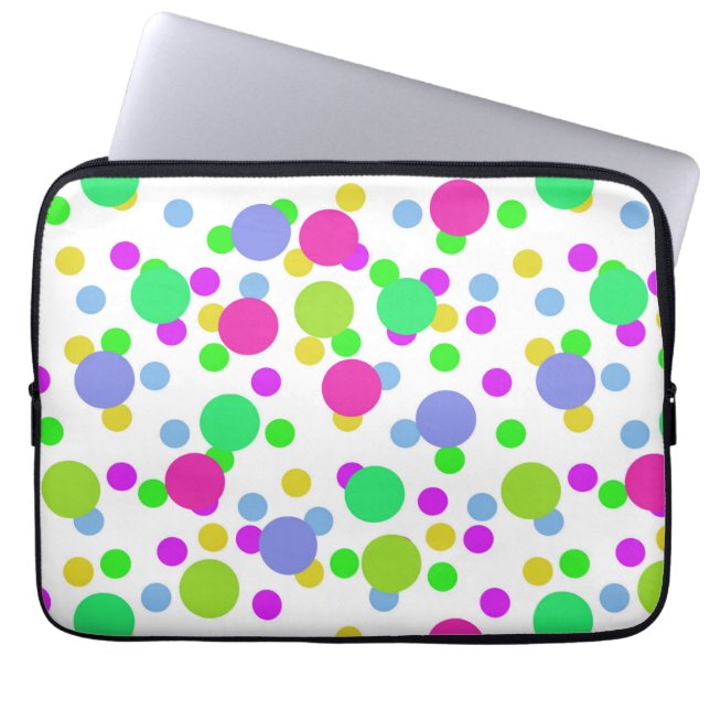 Seamless abstract circles fun confetti dots bright laptop sleeve (Front)