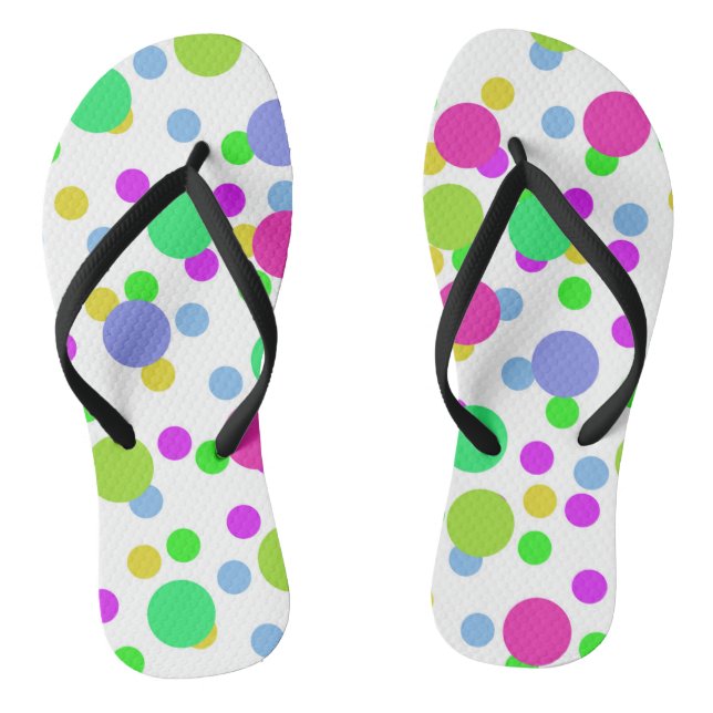Seamless abstract circles round dots confetti brig jandals (Footbed)