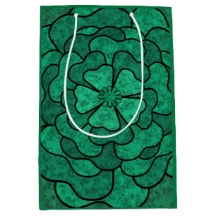 Seamless abstract floral flowers black green colou medium gift bag
